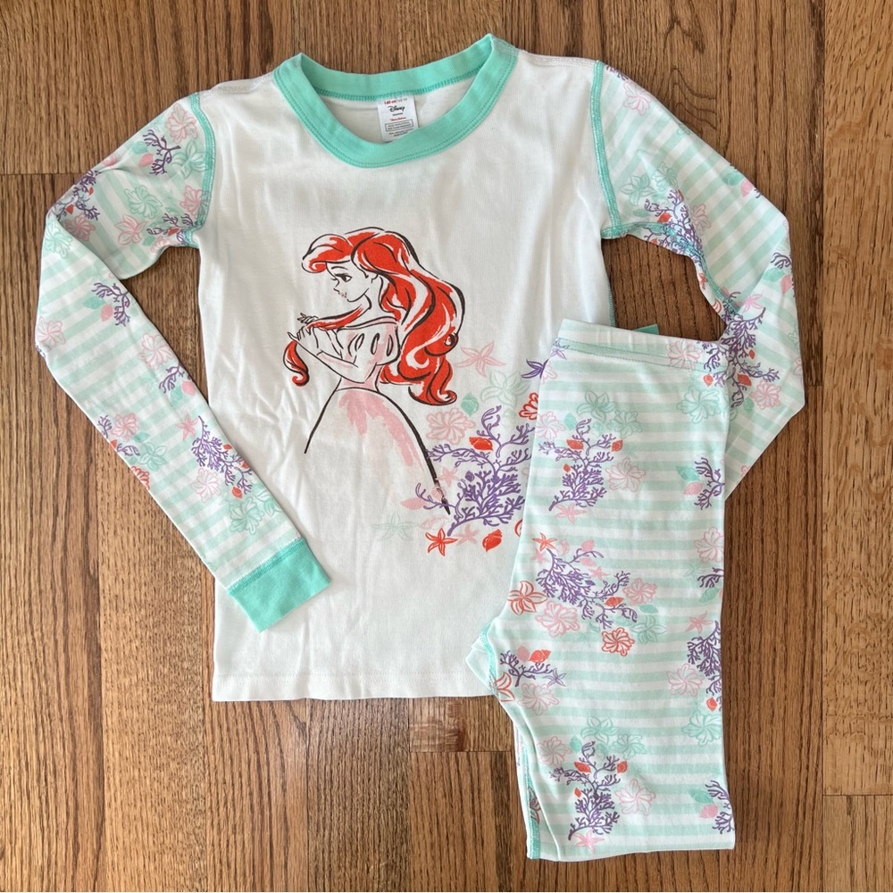 Hanna Andersson Girls Mint Green & White Ariel Pajama Set